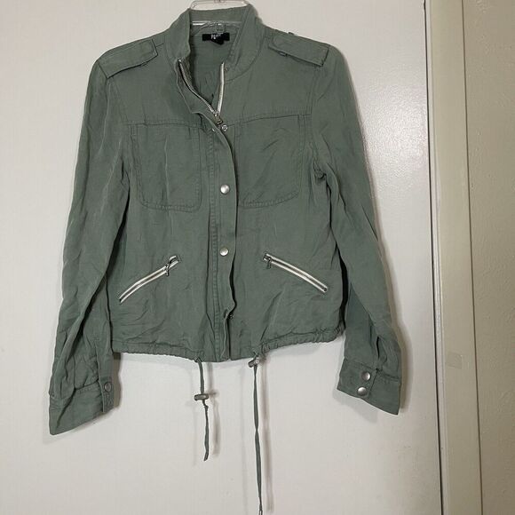 PAIGE army green full zip drawstring jacket size XS - Picture 1 of 7